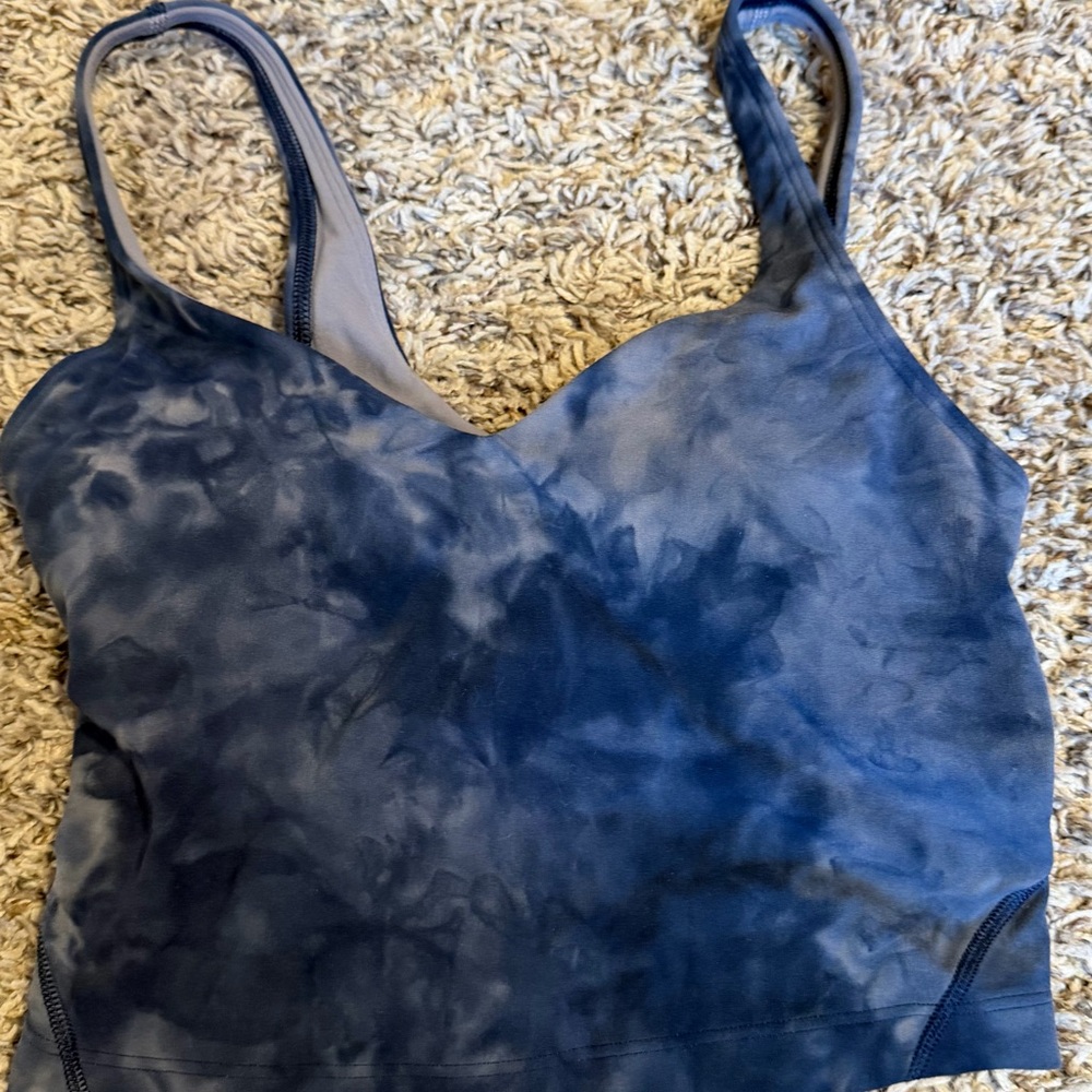 Lululemon Align Cropped Tank Size 2 Blue Tie Dye Yoga Workout Top
